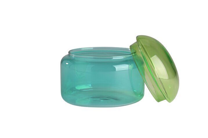Voile Glasdose grün/blau Krug, Schüssel