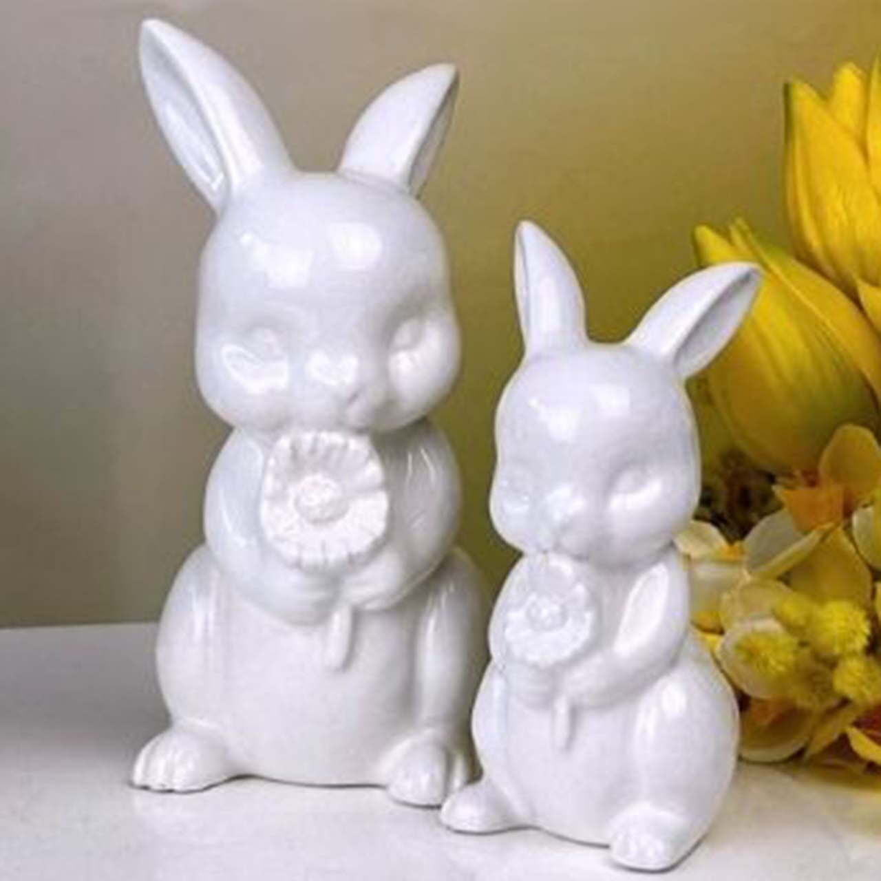 Hase Finja stehend 12cm cremeweiß Kunst, Porzellan, Töpferei