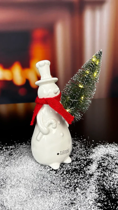 Schneemann Sören mit Schal 20cm LED cremeweiß Schneemann Sören mit Schal 20cm LED cremeweiß