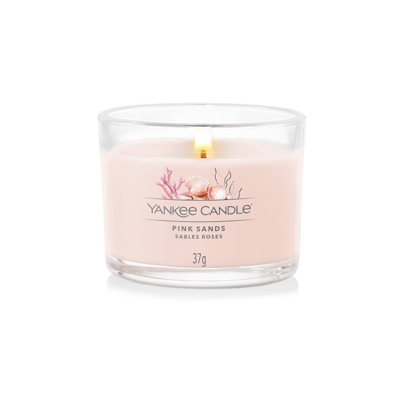 Filled-Votive_Lit_Pink-Sands1 Pink Sands 37g