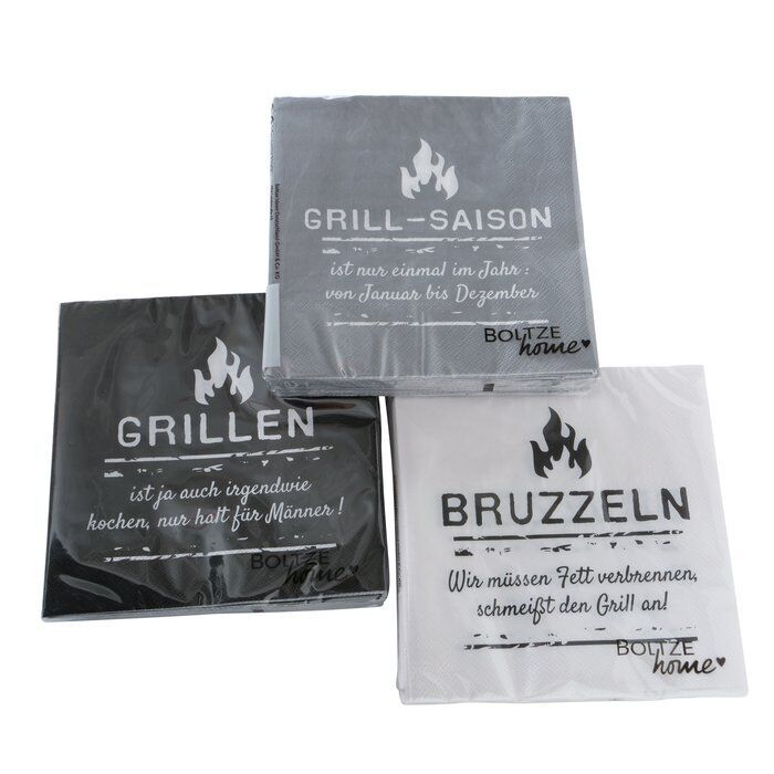 Serviette Conny grau 20 Stück Grill-Saison