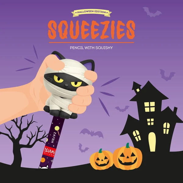 SQUEEZIES - Anti-Stress-Bleistift Kitty Stift, Maus, Mumie, Halloween, Spukhaus