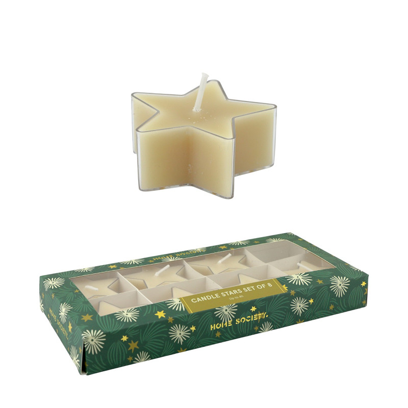Deko Kerze Stern beige 8 Stück Sternform Kerze, Star Kerze, Schwarzlicht Kerze, Kandeln Sterne, Set Kerzen