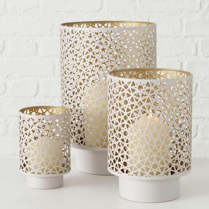 Windlicht Lyras 27cm cremeweiß