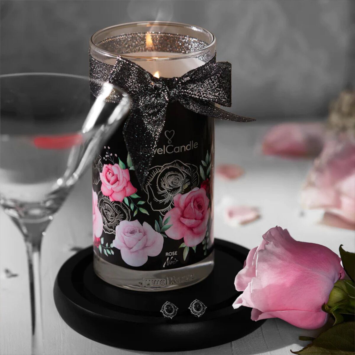 Rose Noir (Ohrringe) 400g Blume, Rose, Blütenblatt, Glas, Blumen-Arrangement