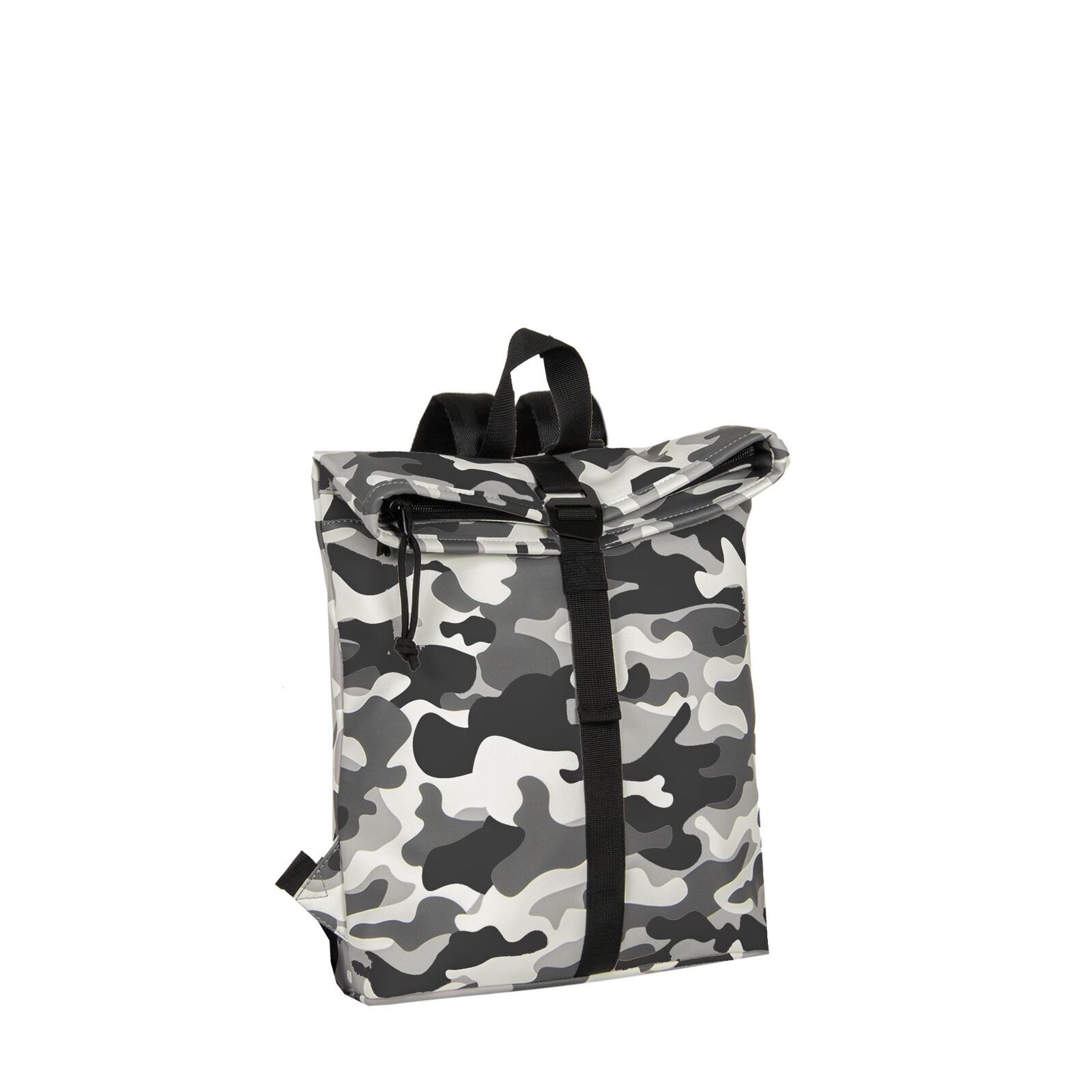 Mart - Los Angeles Rolltop Mini Rucksack weiß/schwarz camo