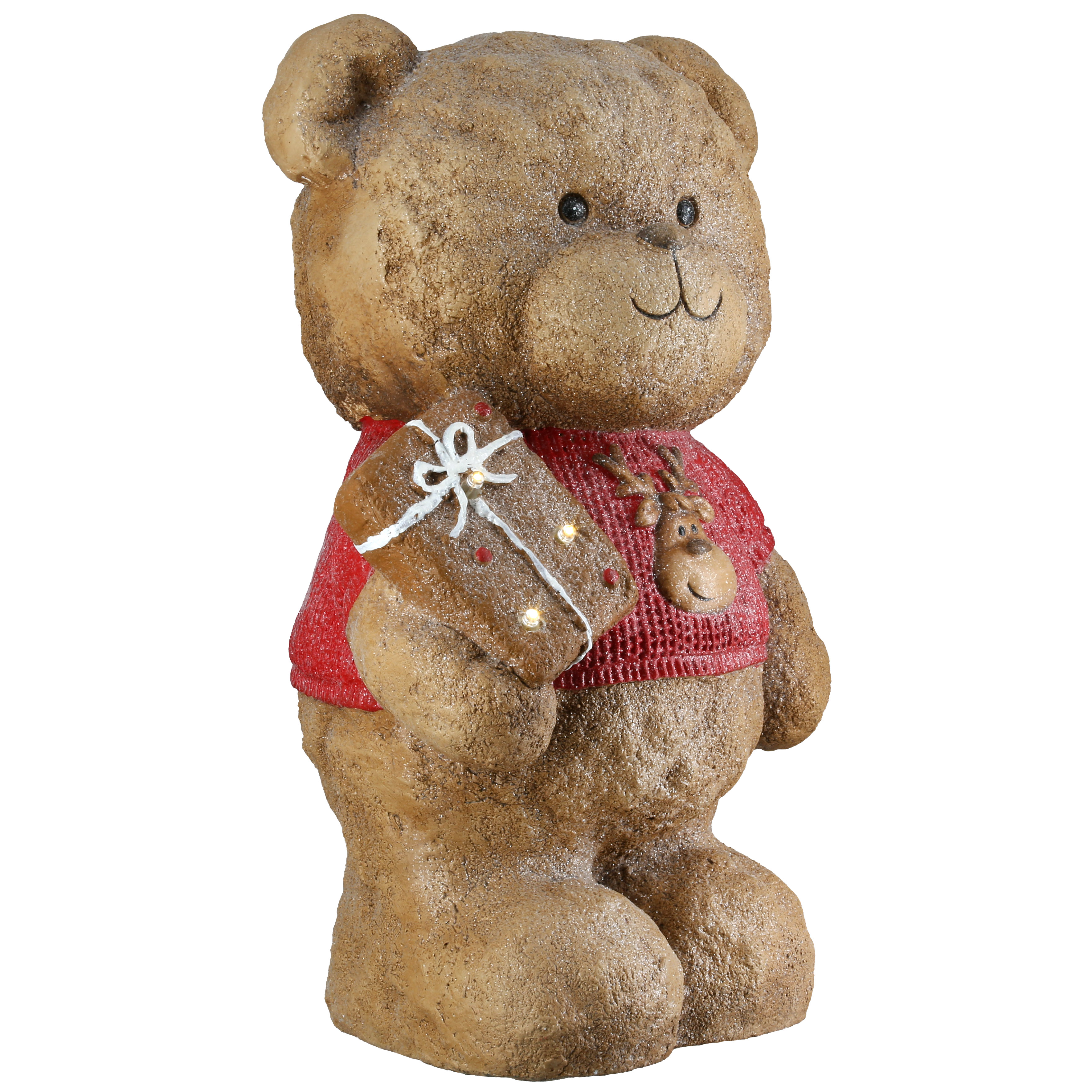 Teddyfigur, Junge Weihnachtsfigur, rote Weste, Geschenkverpackung, Elch-Hänger