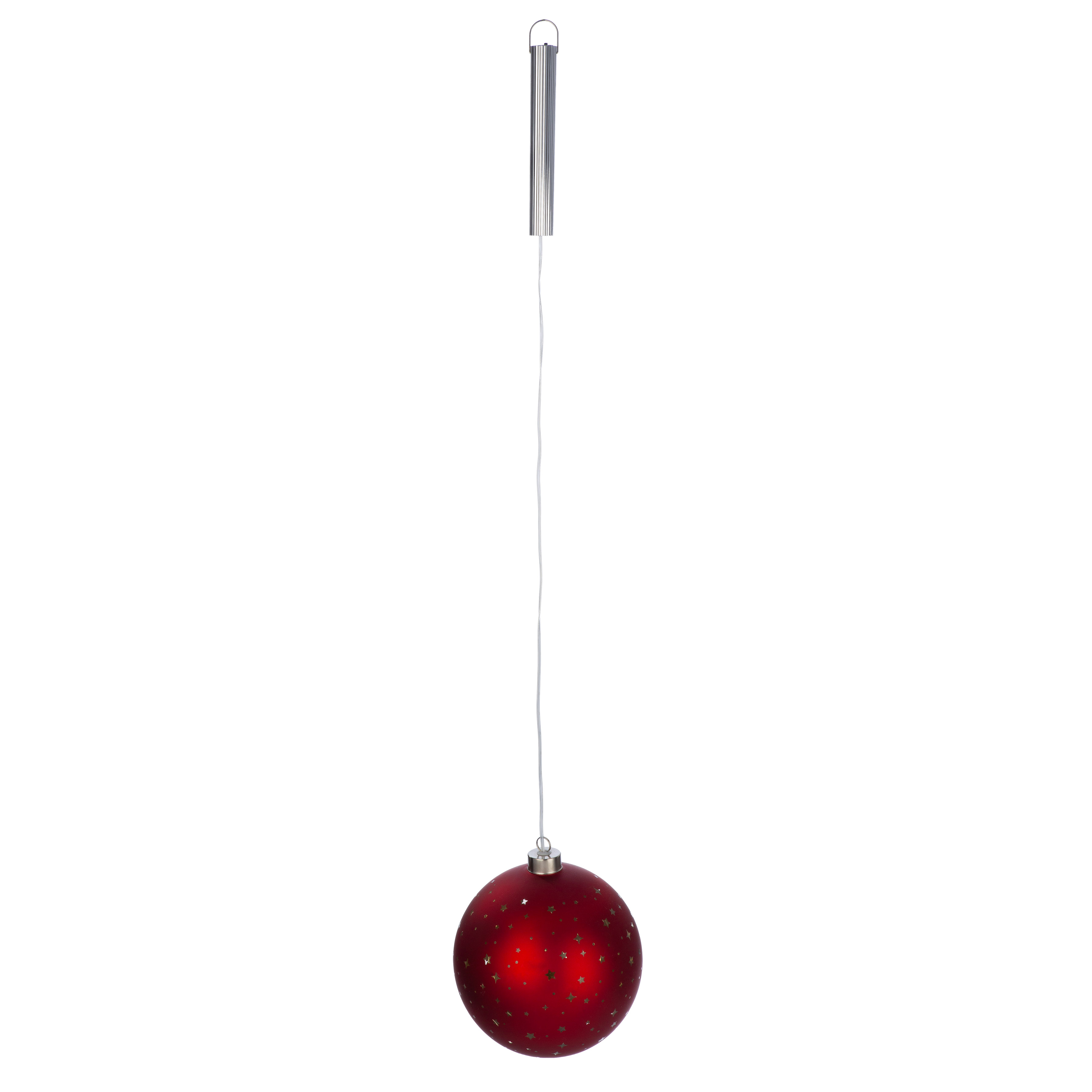 Hänger Kugel Cielo rot 15cm Weihnachtskugel, Baumschmuck, Rot, Glitzersterne, Aufhängekette
