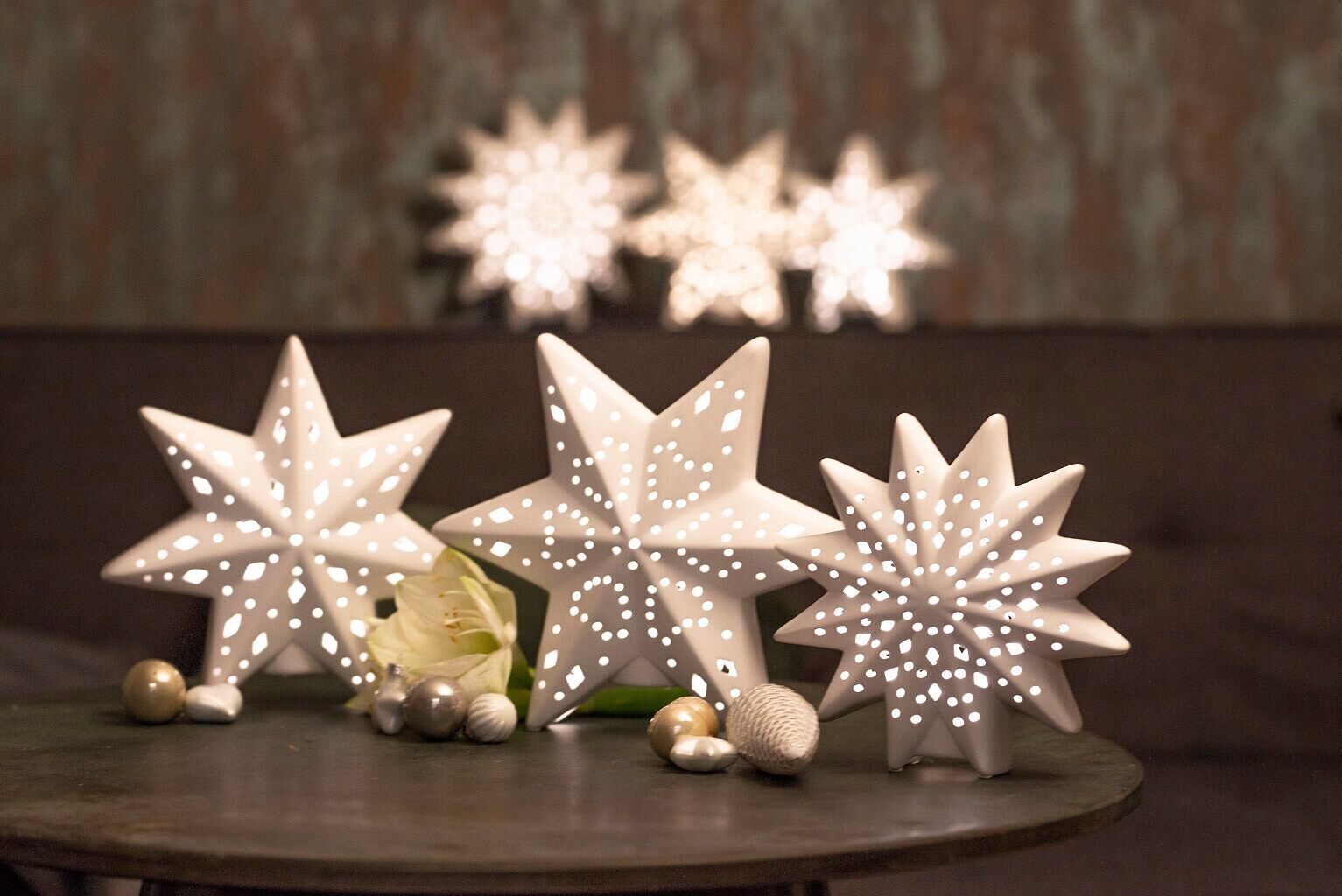 Leona-LED-Ambiente Sternlampe Leona 20cm 6 Zacken LED