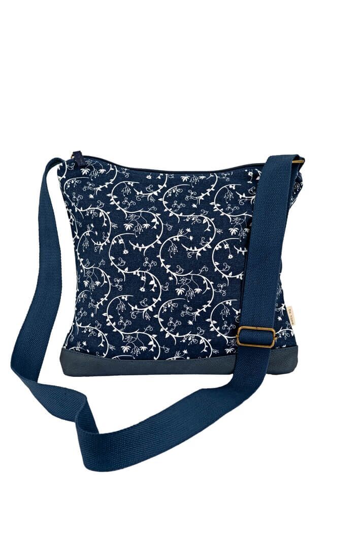 Shoulder Bag Blossoms navy 218 Zubehor, Tasche, Handtasche, Geldbörse, Leinwand