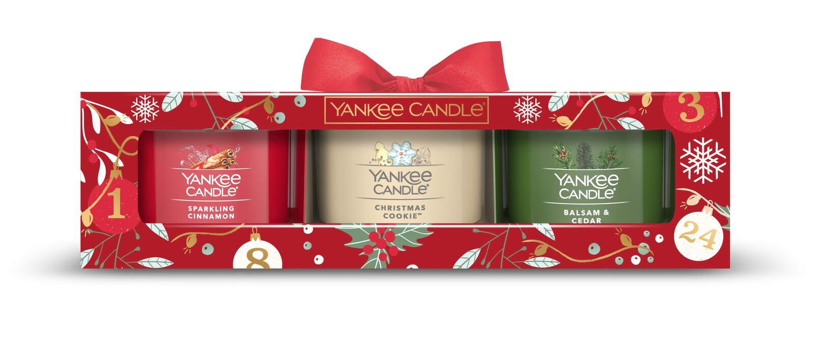 3 Glasvotivkerzen à 49g Geschenkset Weihnachten 2021