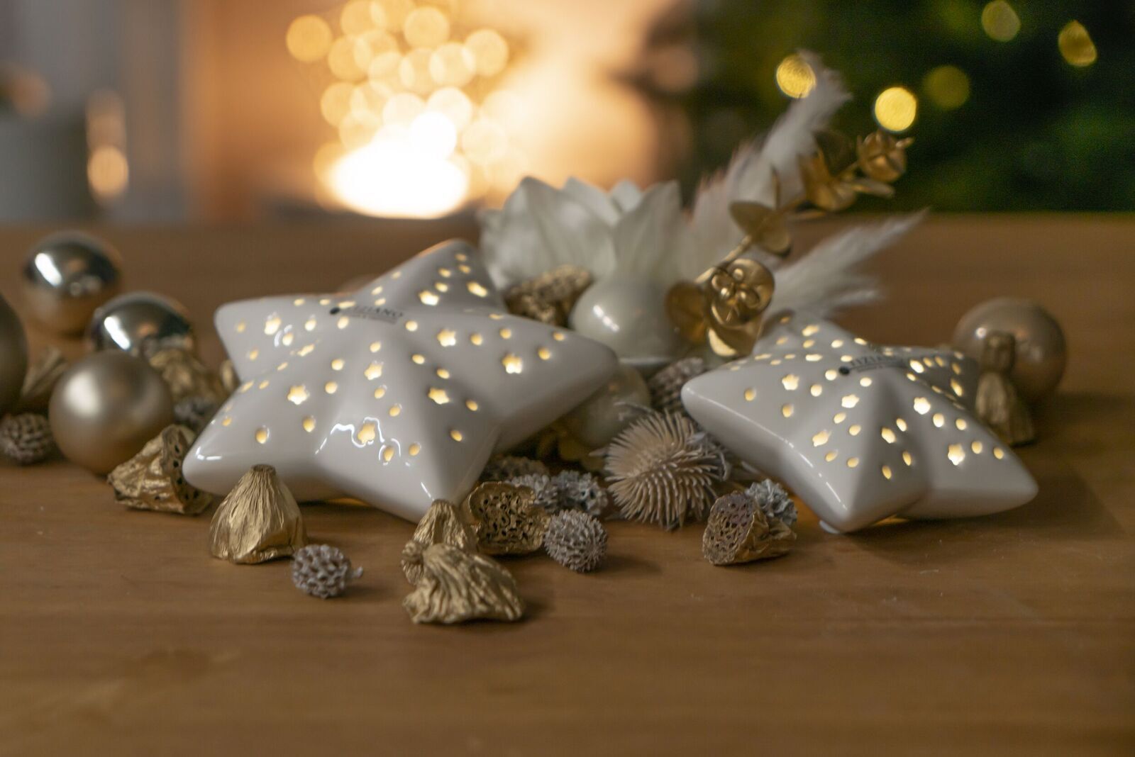 Stern Lazio 13cm liegend cremeweiß