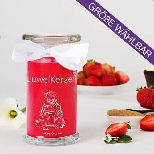 JuwelKerze Erdbeer Cupcake (Ring) 380g - Ring M