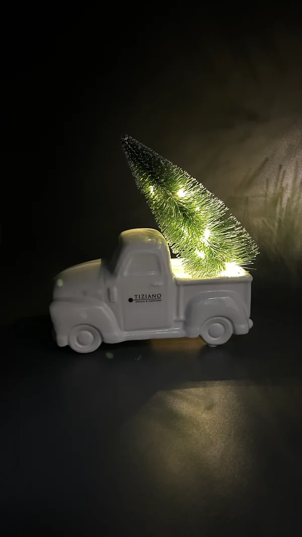 Deko Van Presente mit Baum LED cremeweiß