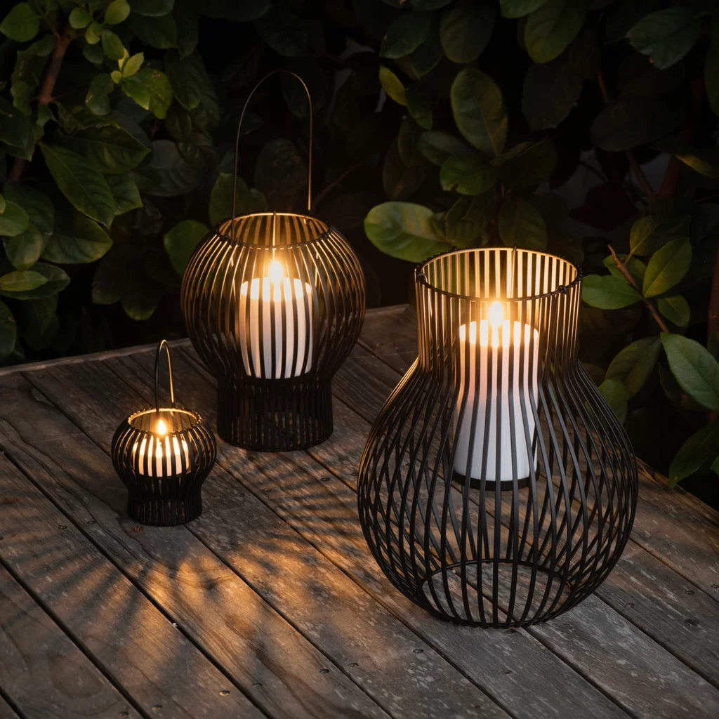 Laternen, Lampen, Metall, Gitterdesign, Kerzenlicht