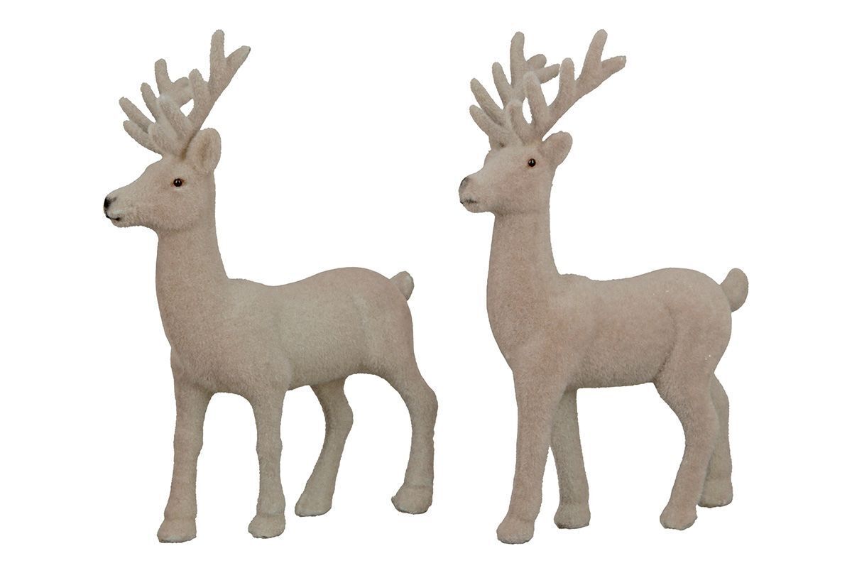 Hirsch Edgar Samt 2 Stück grau 19cm