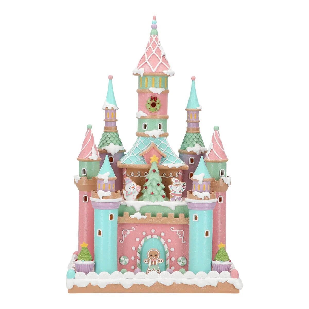 Christmas Gingerbread Castle LED 42cm pastell Geburtstagstorte, Essen, Süßigkeiten, Leute, Altar
