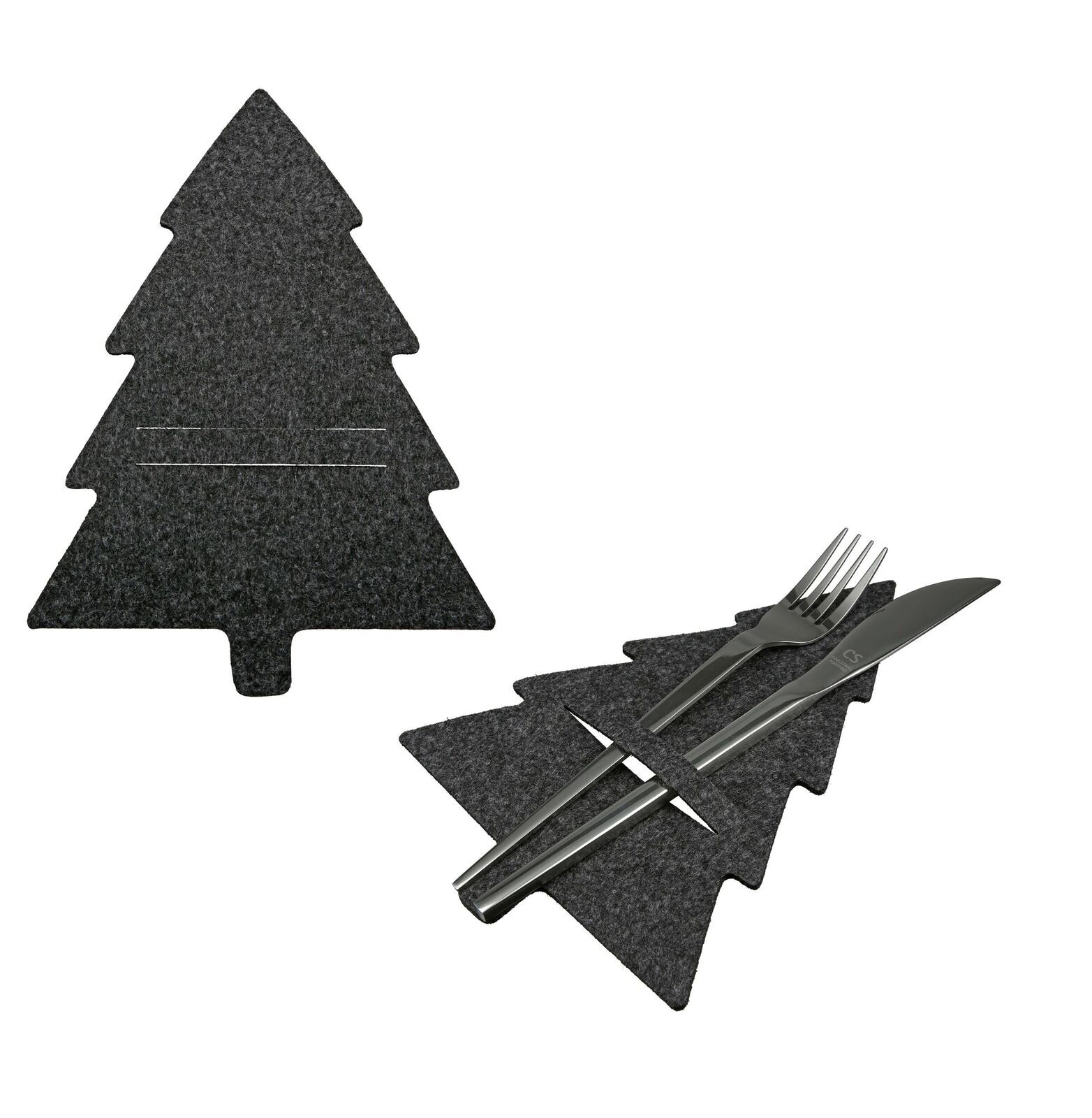 Bestecktasche Tannenbaum Filz grau