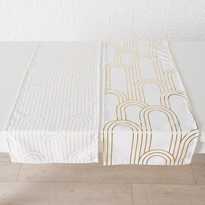 Tischläufer Bogan weiß/gold Design 2