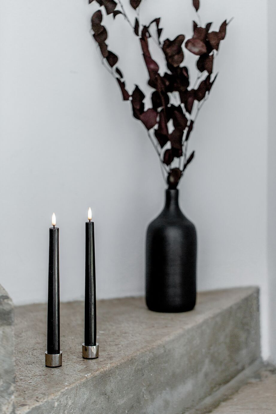 Uyuni LED Tafelkerze 15cm Plain Black 2 Stück