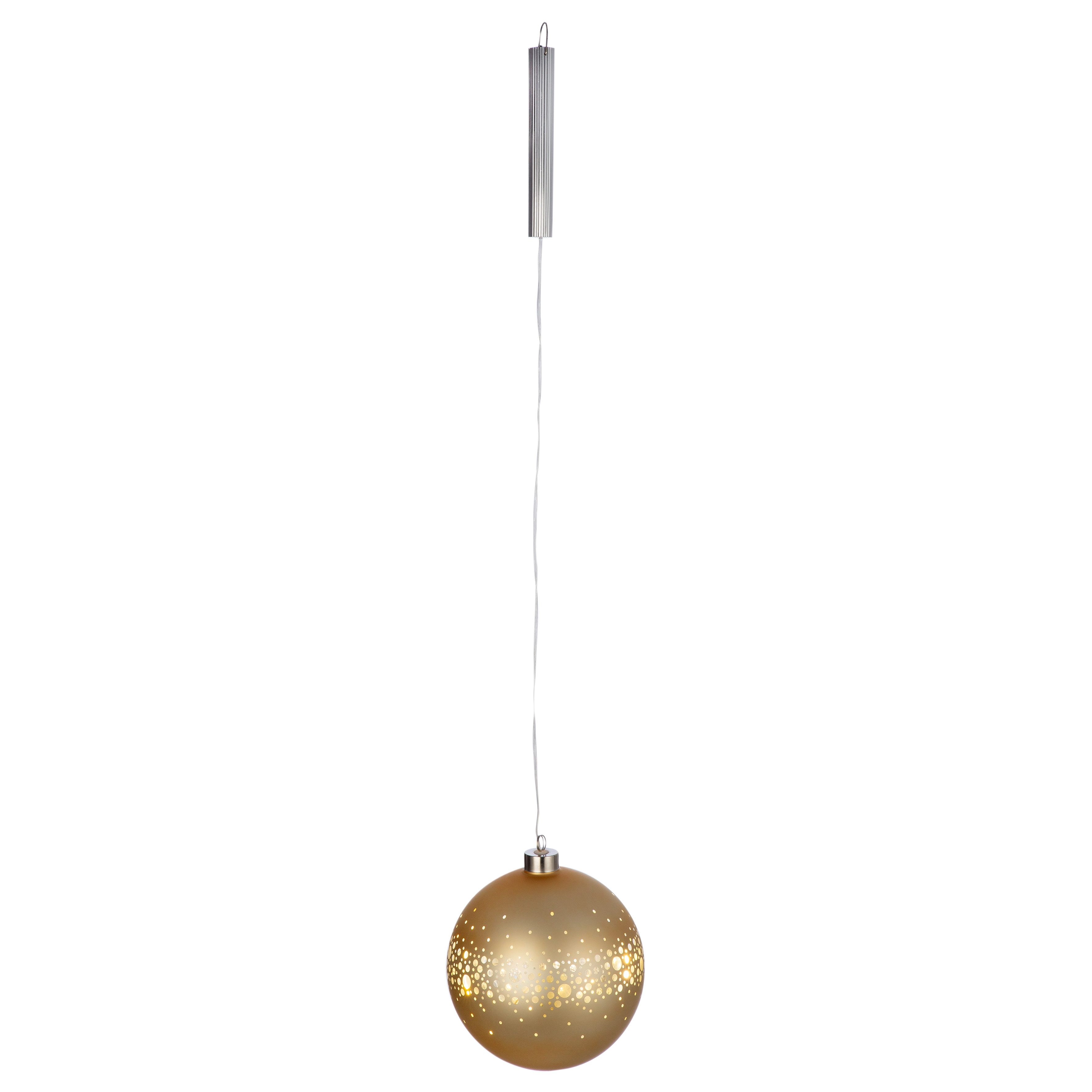 Hänger Kugel Fiora Gold 15cm Weihnachtskugel, Ornament, Gold, Hängebody, Glitzernde Löcher