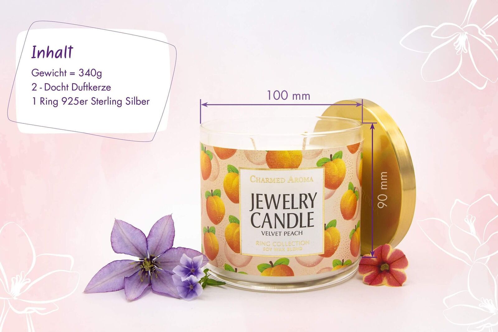 Charmed-Aroma-Inhalt Rosé All Day Kerze (Ring)