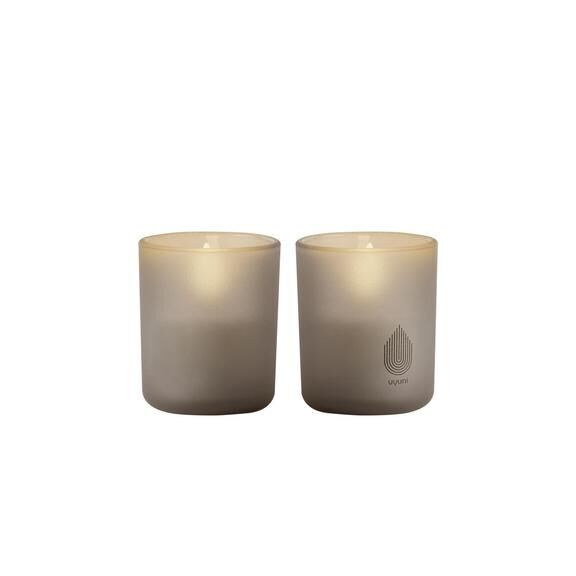 Uyuni LED Glas Stumpenkerze 6x7cm sandstone 2er Set Töpferei, Kunst, Porzellan, Kerze