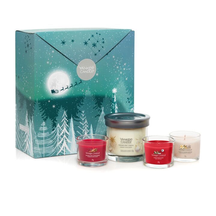 233142628_605_2_Lable-1 3 Glasvotivkerzen & kleiner Tumbler Geschenkset Weihnachten Bright Lights