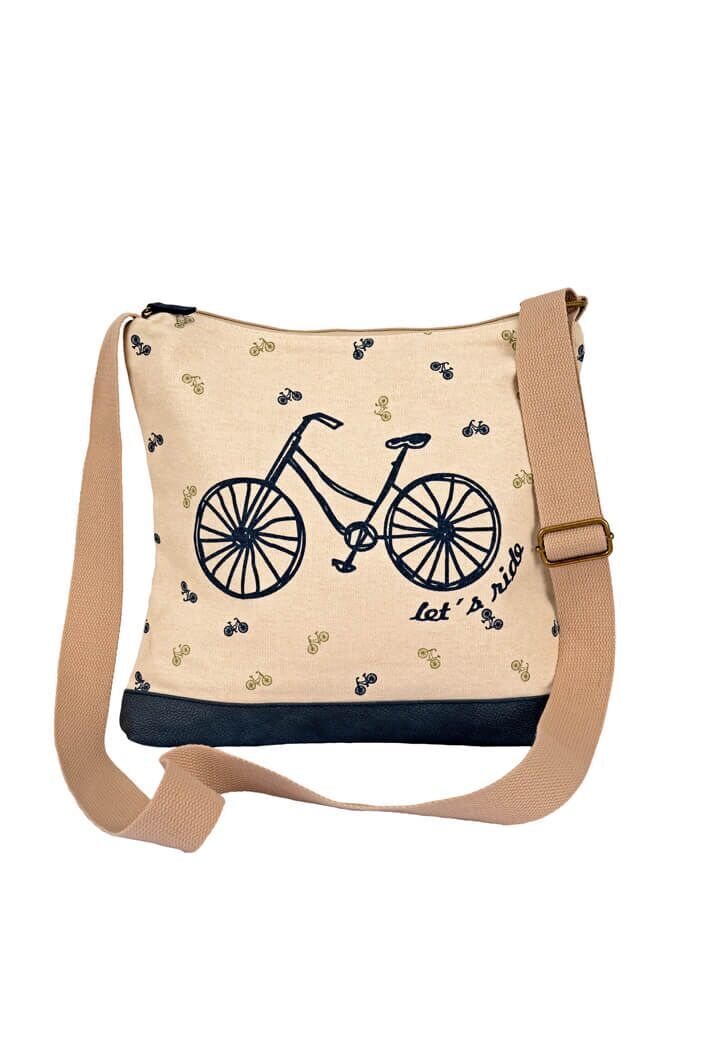 Shoulder Bag Let's Ride sand 710 Tasche, Handtasche, Leinwand, Tragetasche, Fahrrad