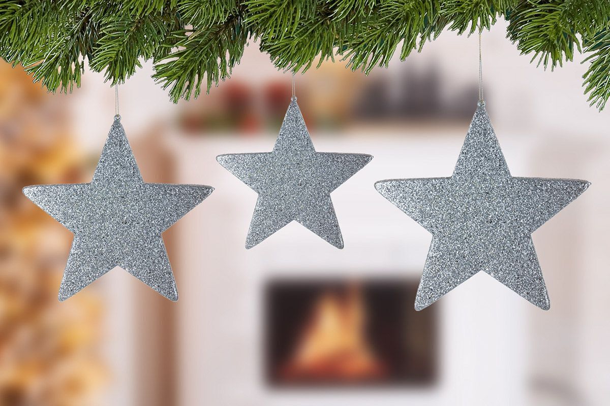 Deko Hänger Shine Stern silber 19cm Deko Hänger Shine Stern silber 19cm
