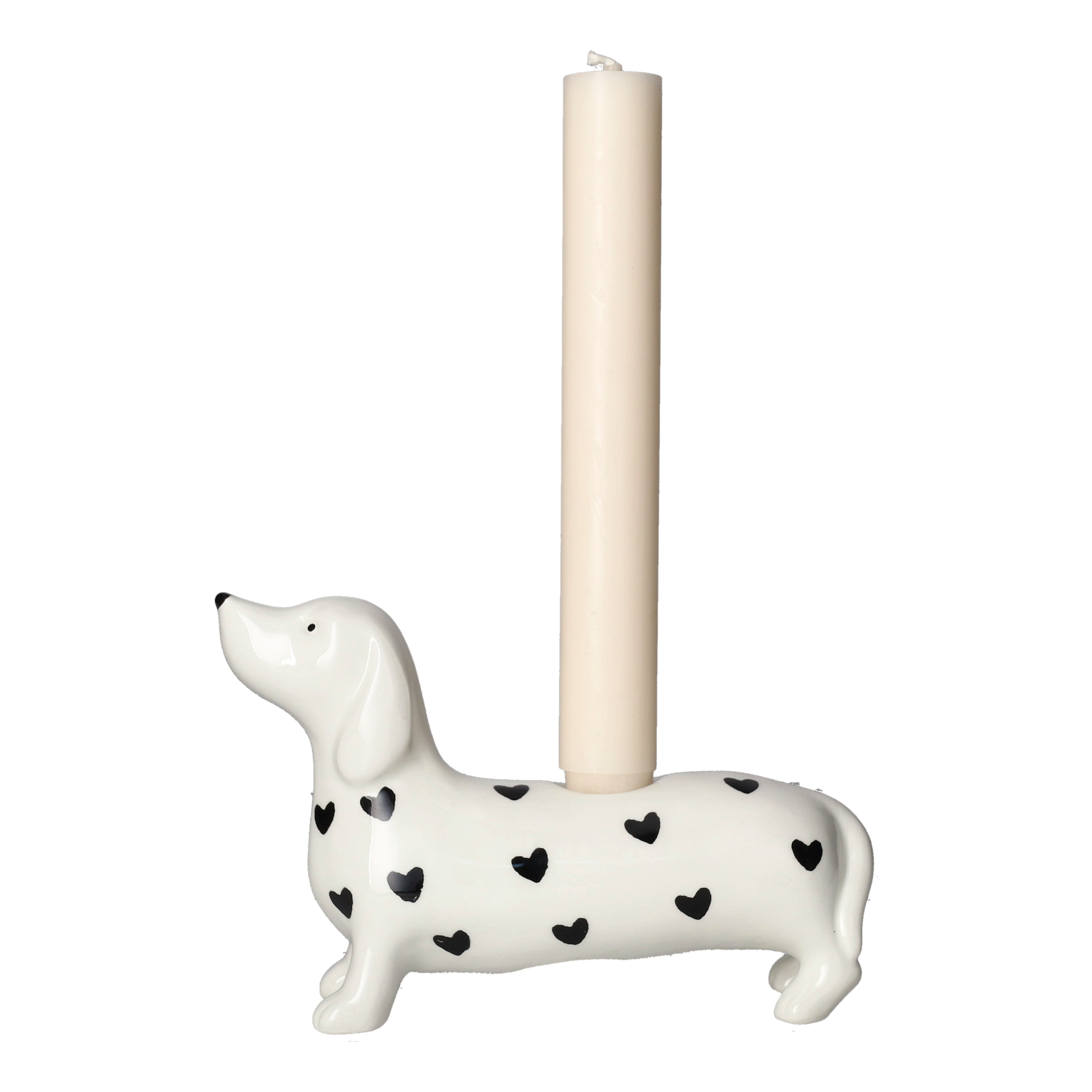 Hundedose, Kerzenhalter, Herz Muster, weiß, Lichterhalter