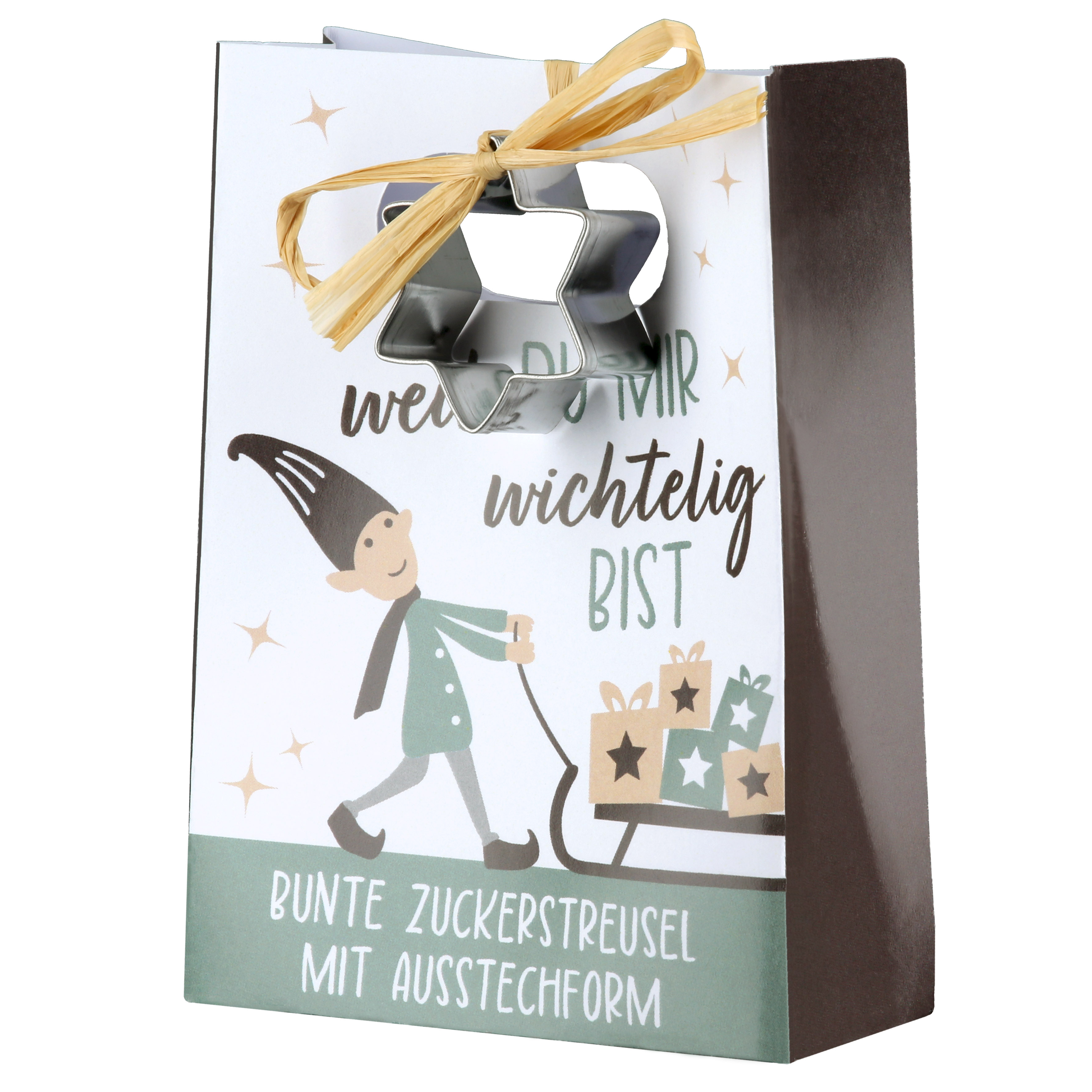 Geschenktütchen Nils Wichtelig Weihnachtsgeschenk, Ausstechform, Keksform, Ausstechform, Verpackung