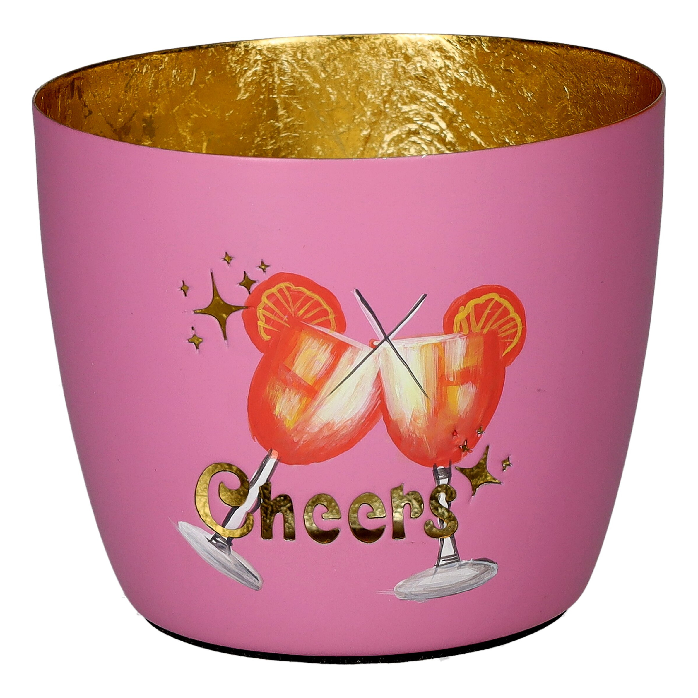 Tassenbecher, Gläser, Beschriftung, Pink, Gold Innen