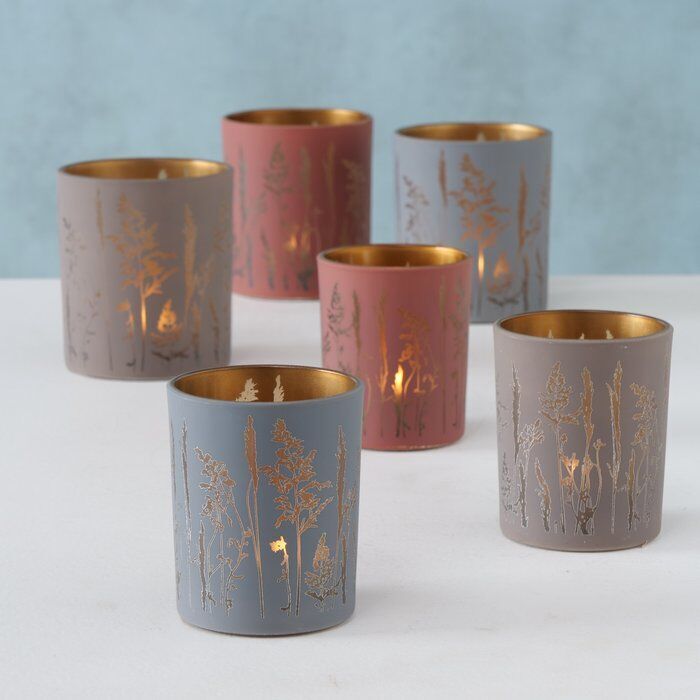 Windlicht Gräser 10cm grau