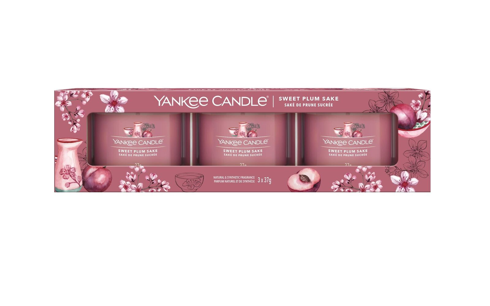 Signature-Filled-Votive_3-Pack_Sweet-Plum-Sake Sweet Plum Sake 37g Glasvotivkerze 3er Pack
