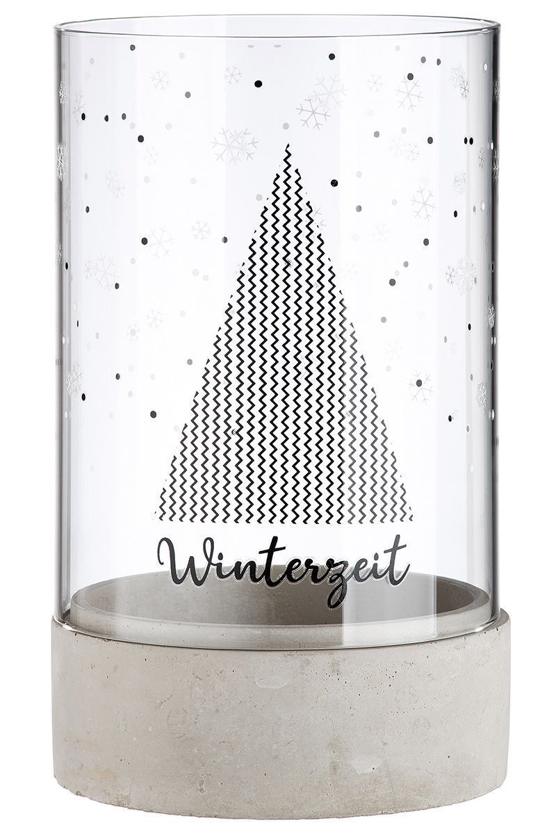 26748_2_2 Zement Windlicht Winterzeit 25,5cm