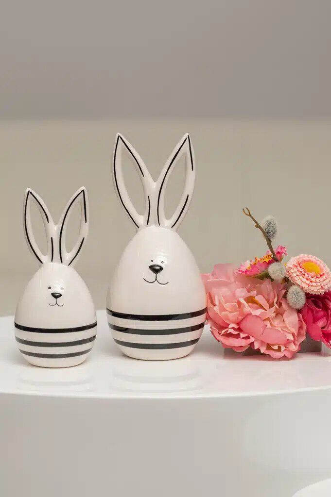 Deko Hase Pietro weiß/schwarz 18cm