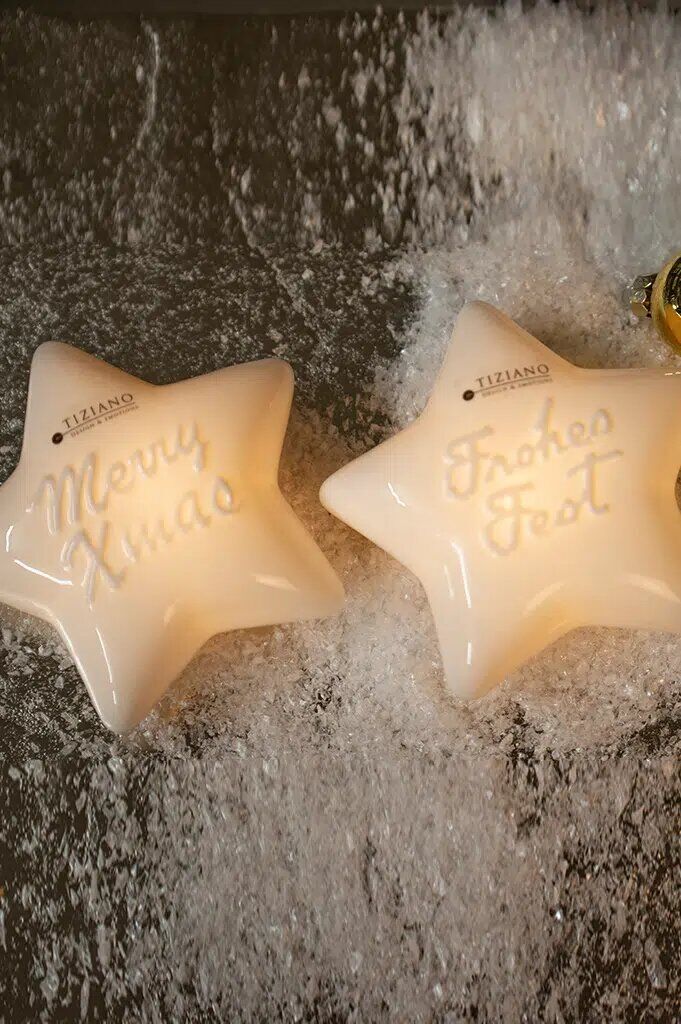 Stern Lazio 12cm LED cremeweiß Frohes Fest