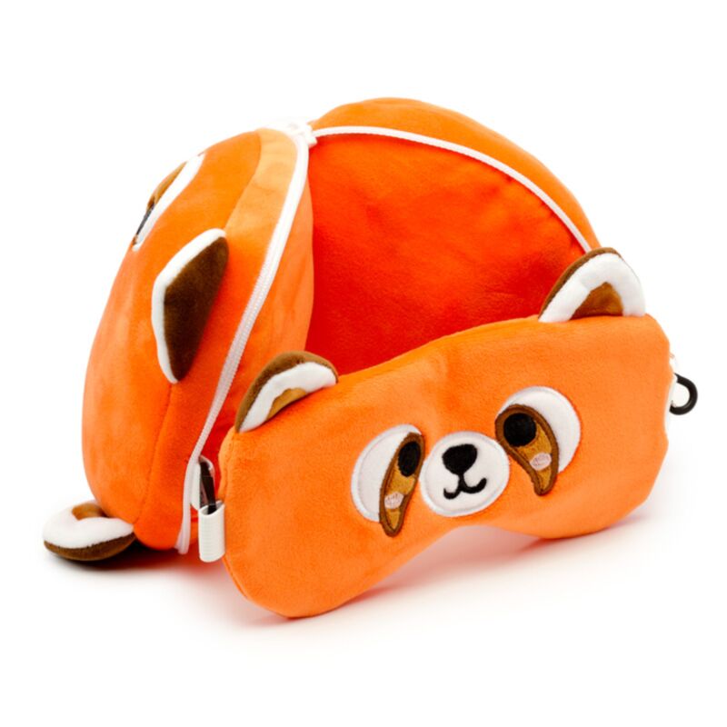 Relaxeazzz Roter Panda Katzenbär Plüsch Reisekissen & Schlafmaske