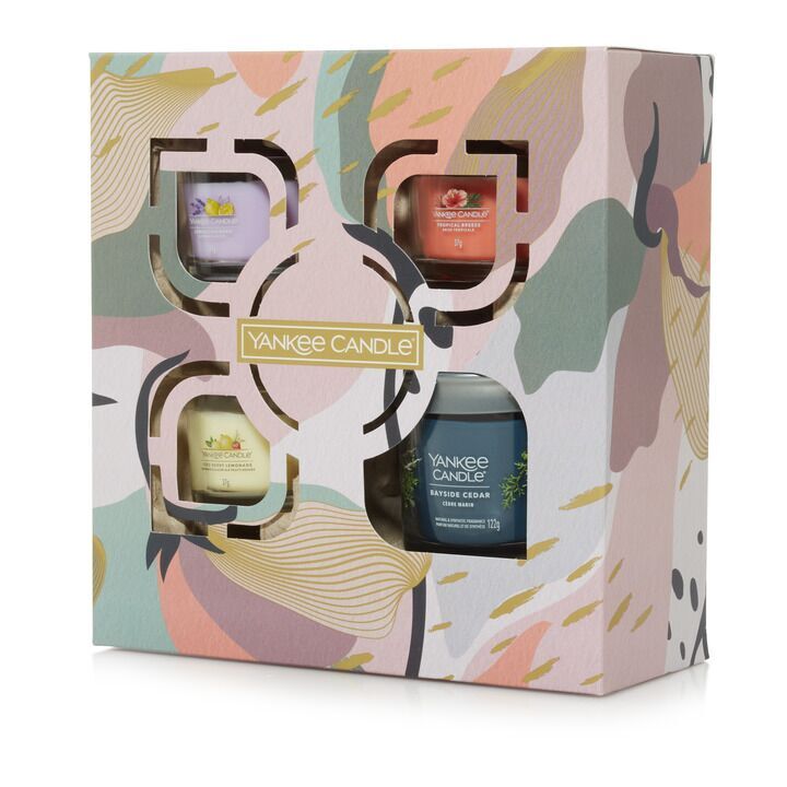 3 Glasvotivkerzen à 37g & kleiner Tumbler Geschenkset 2024