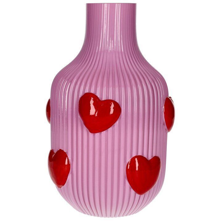 Vase L'Amour Glas 30cm helllila Herzen Krug, Töpferei, Vase, Kunst, Porzellan