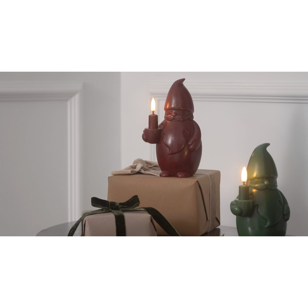 LED Kerze Santa Claus Carmine Red 10x17cm Scheinfigur, Weihnachtsfigur, Gnom, Kerze, Geschenk