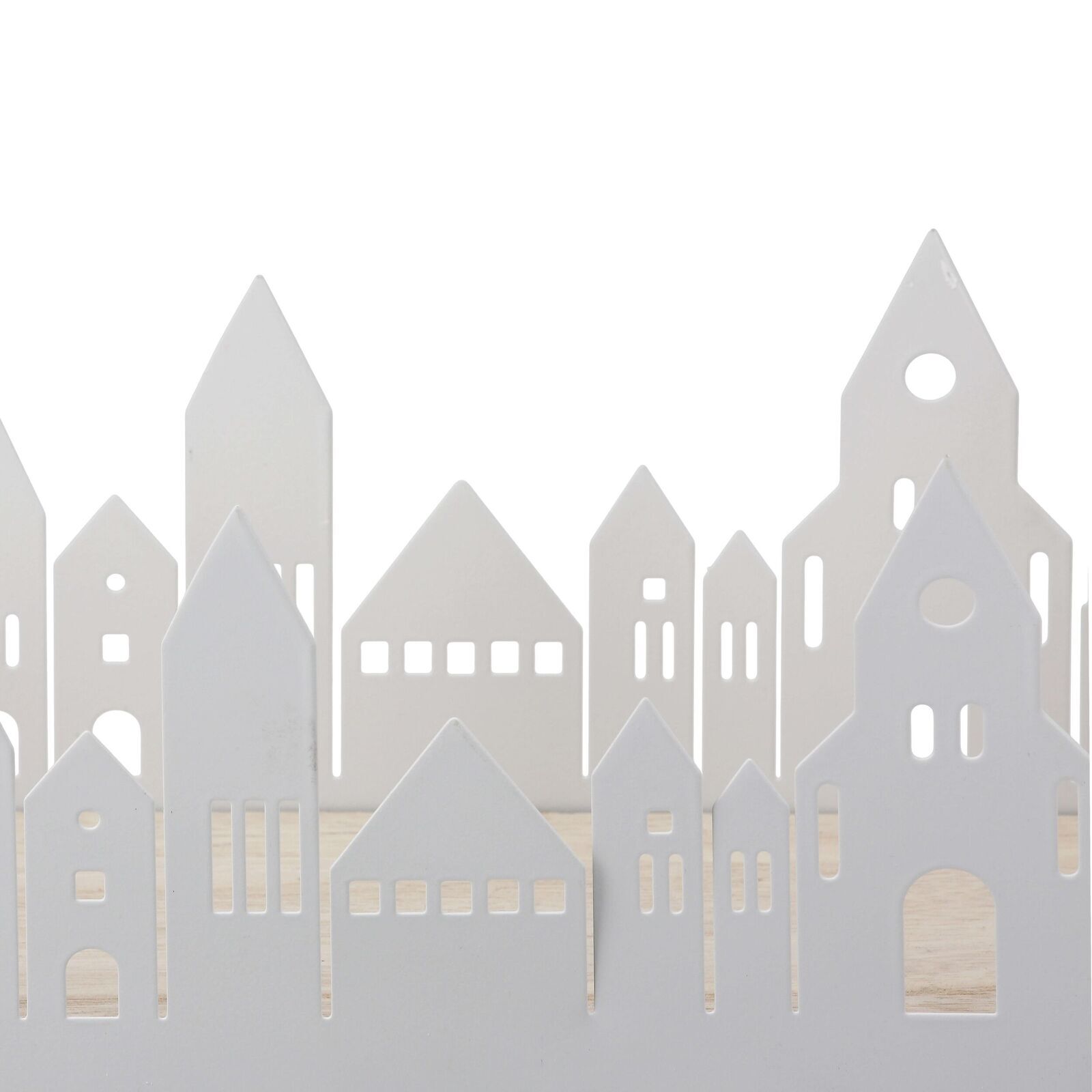 Deko Tablett Stadtlichter 36cm weiß Zaun, Streikposten