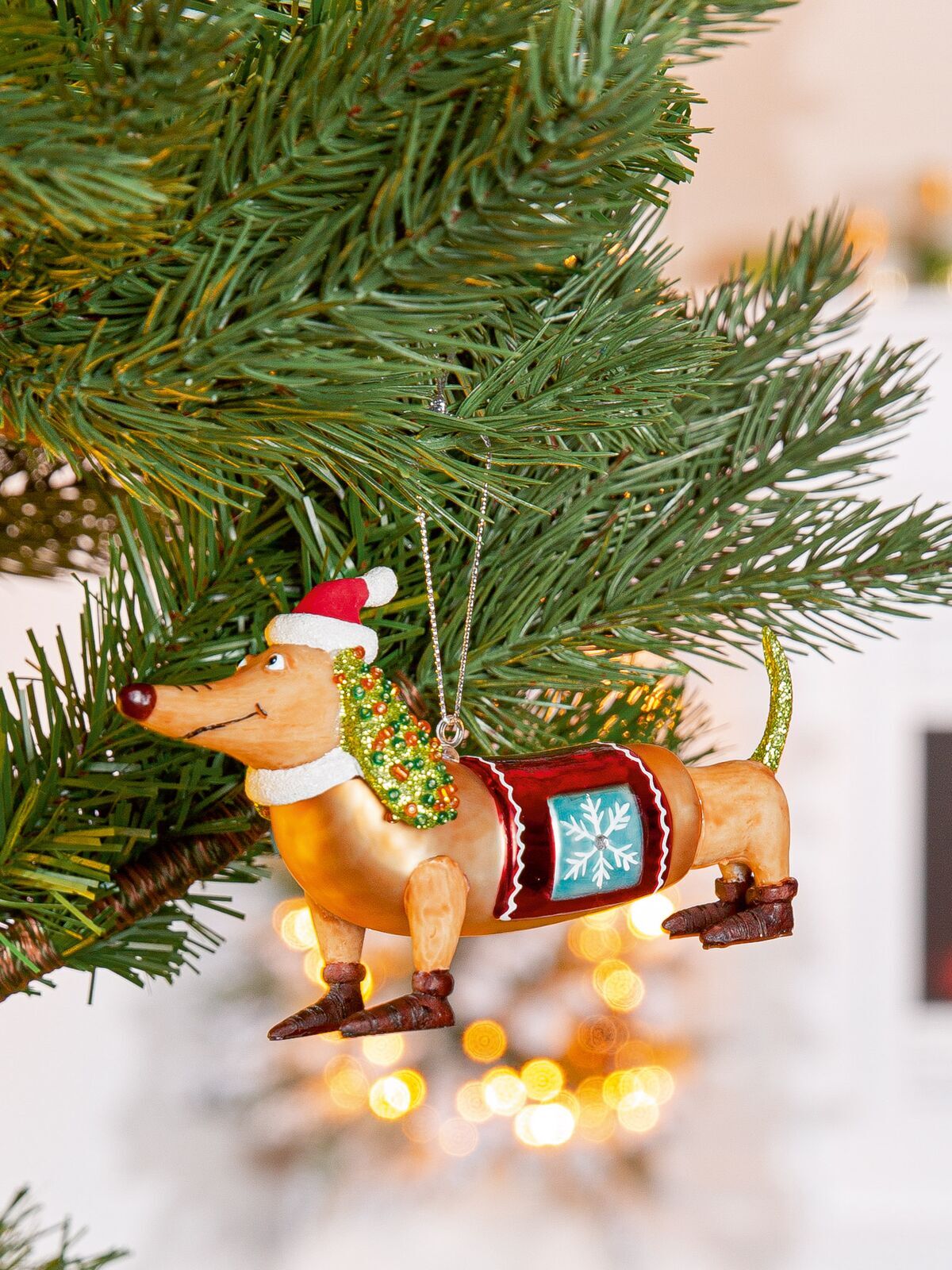 Weihnachtsdekoration, Hängender Ornament, Hirsch, Schlitten-Topper, Glitzernde Weihnachtsfigur