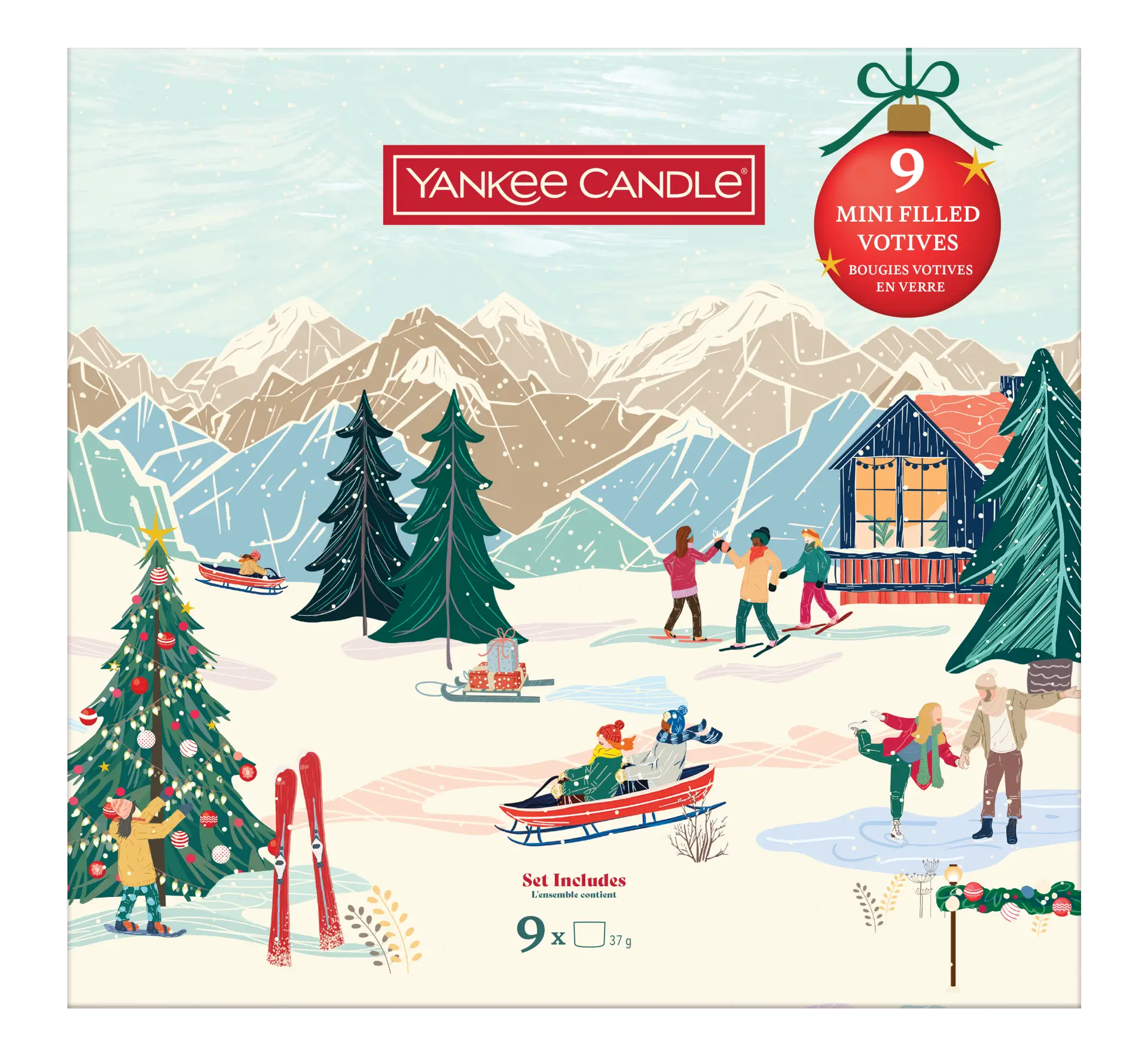 9 Glasvotivkerzen à 37g Geschenkset Christmas Classics