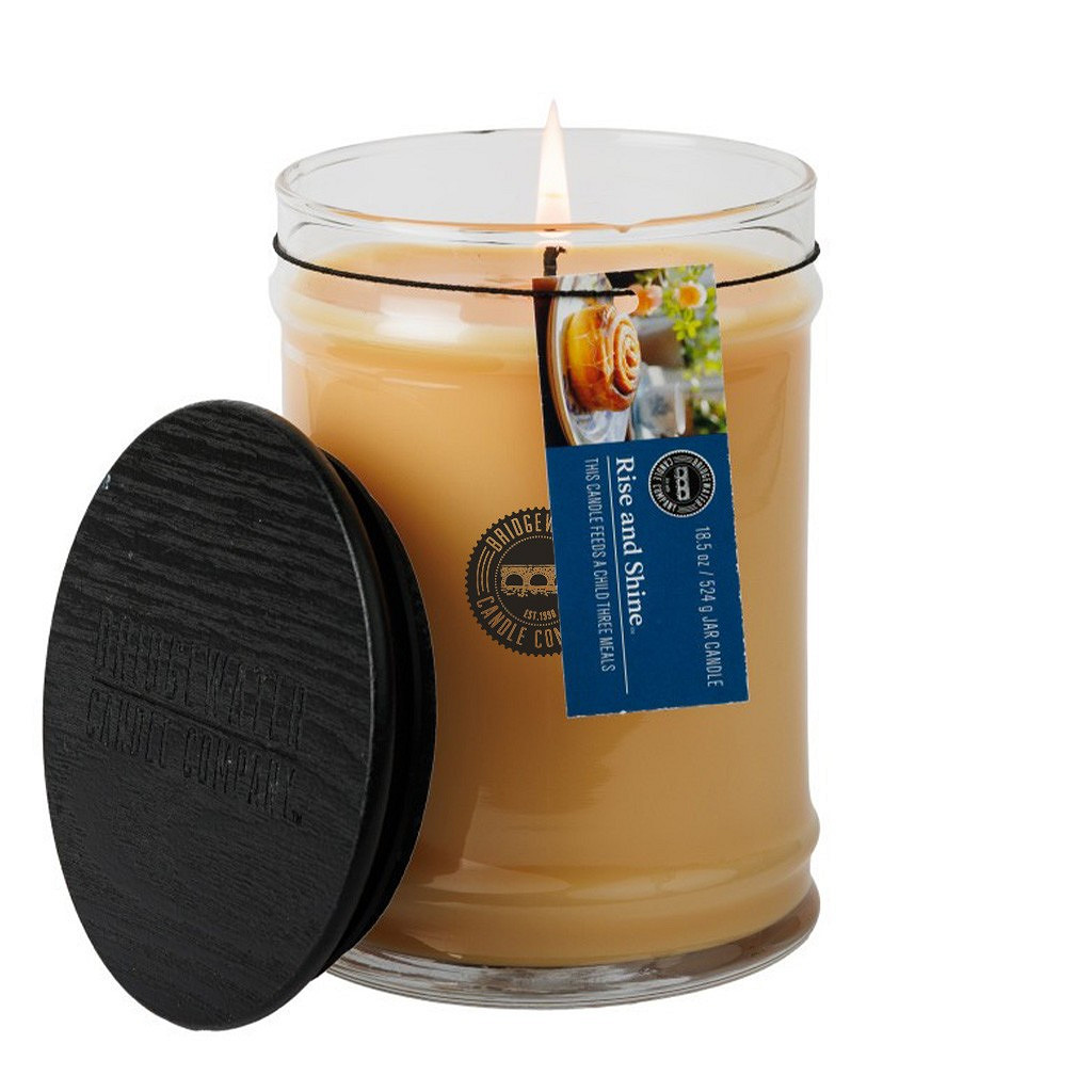 Scented candle, Soy candle, Glass jar, Beige candle, Wood lid