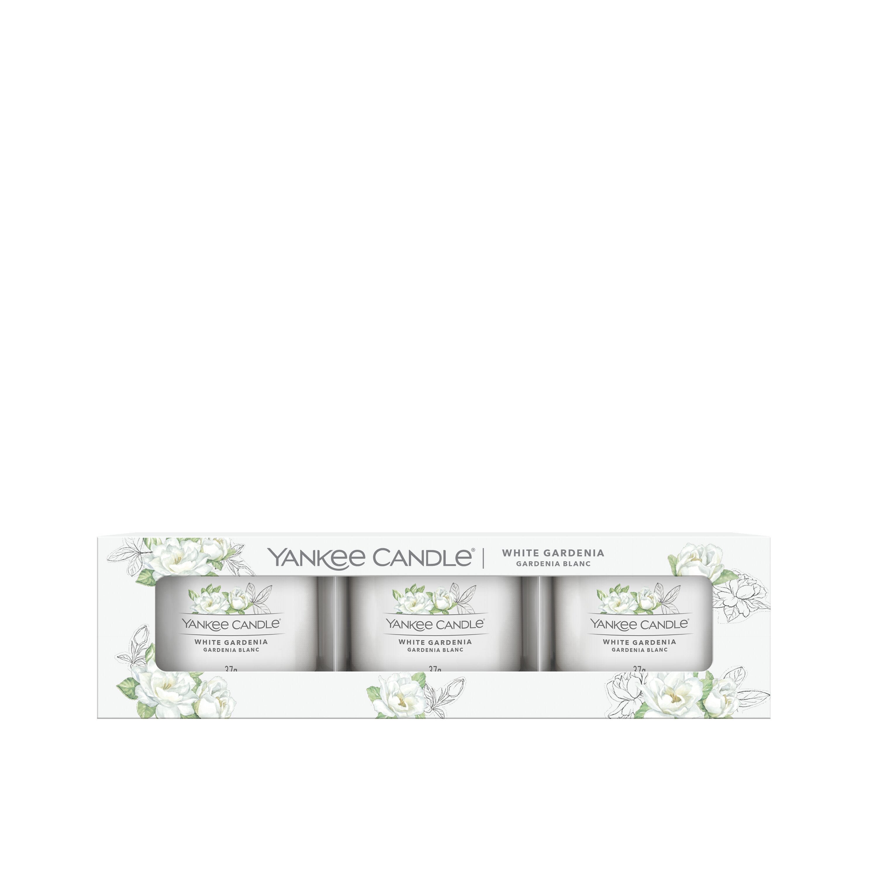 White Gardenia 37g Glasvotivkerze 3er Pack