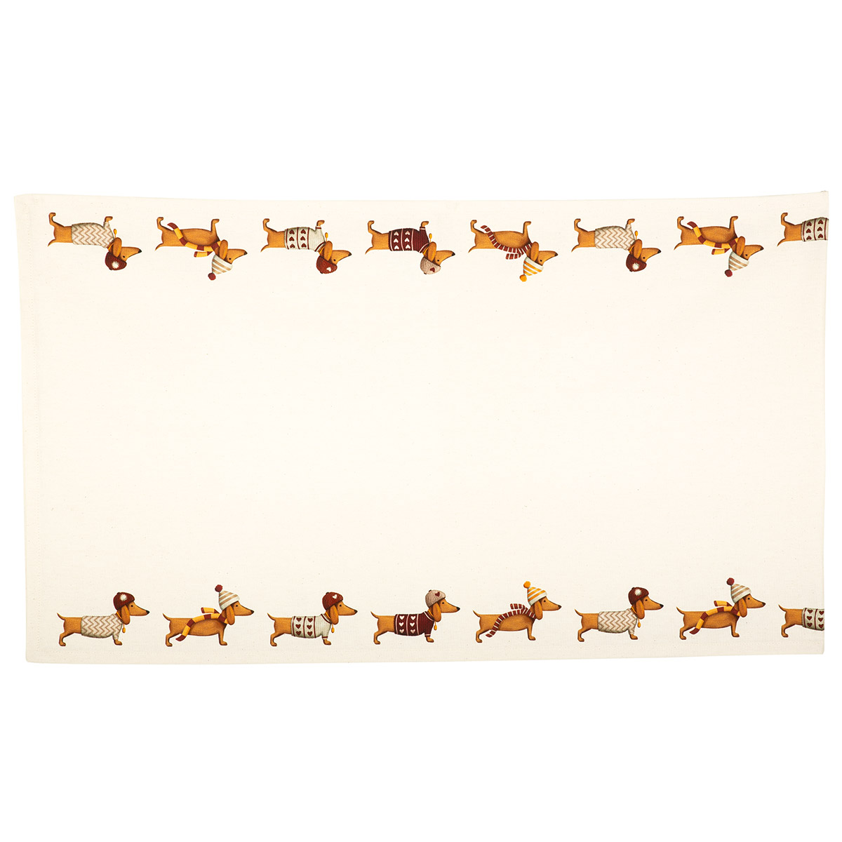 Tuch, Dackel Muster, Baumwolle, Rand mit Dackeln, Hunde Muster