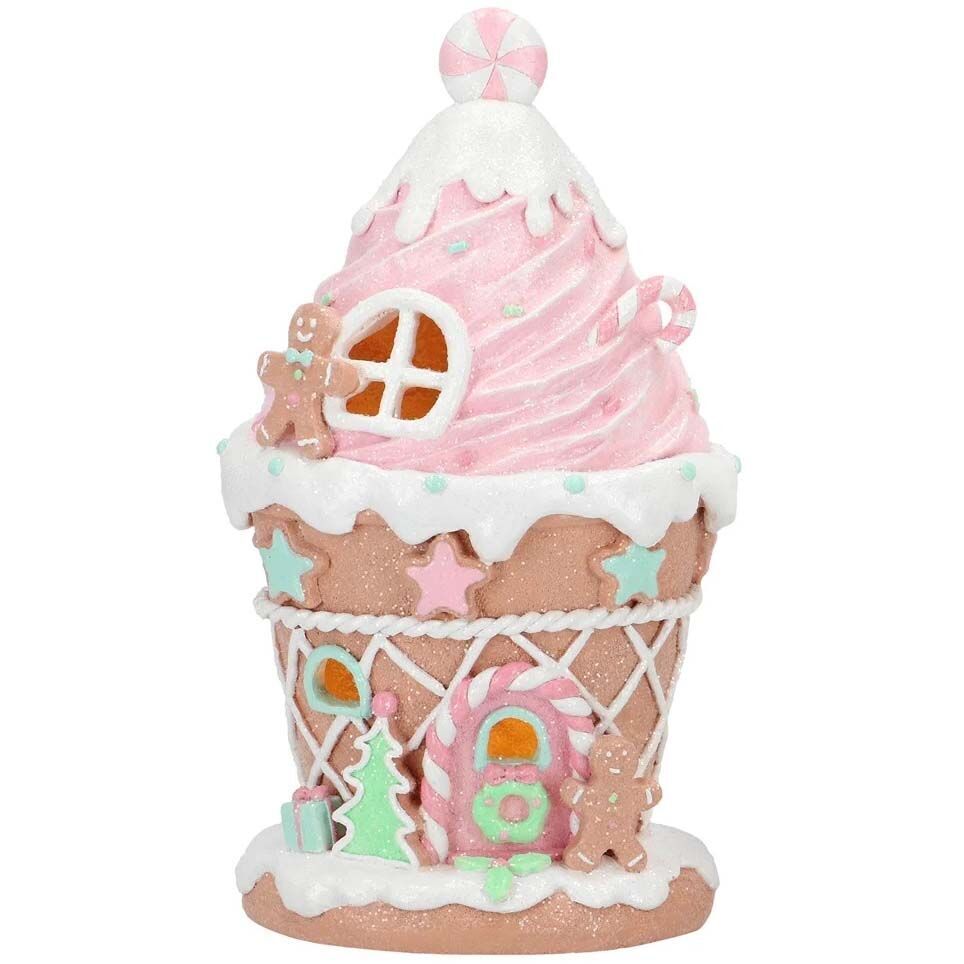 Gingerbread Cupcake House rosa Geburtstagstorte, Sahne, Eiscreme, Zuckerguss, Cupcake