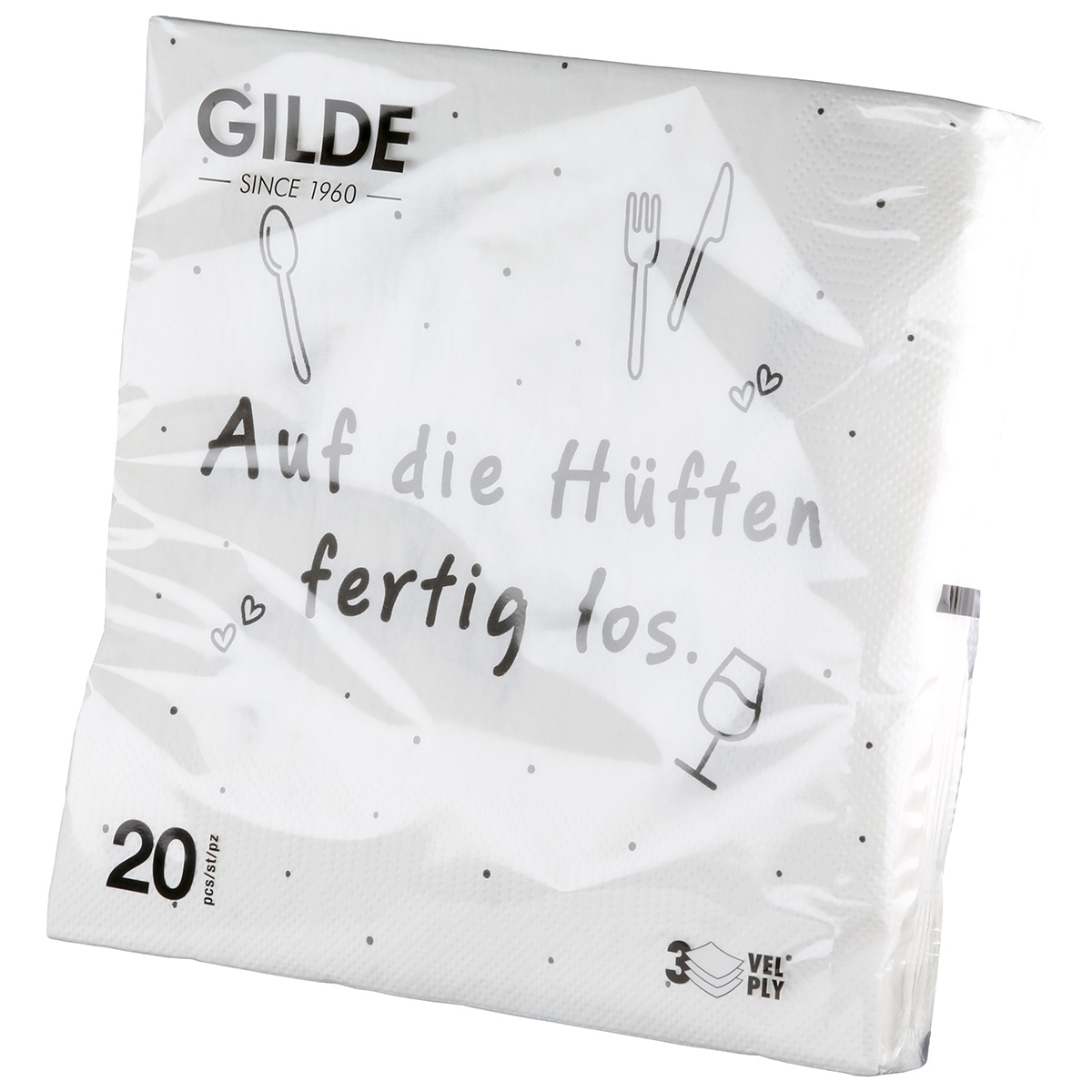 Serviette Auf die Hüften weiß